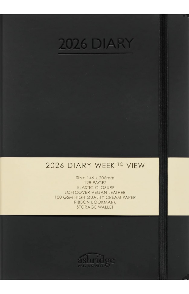 Ashridge PU A5 Week to View Diary 2026  Black
